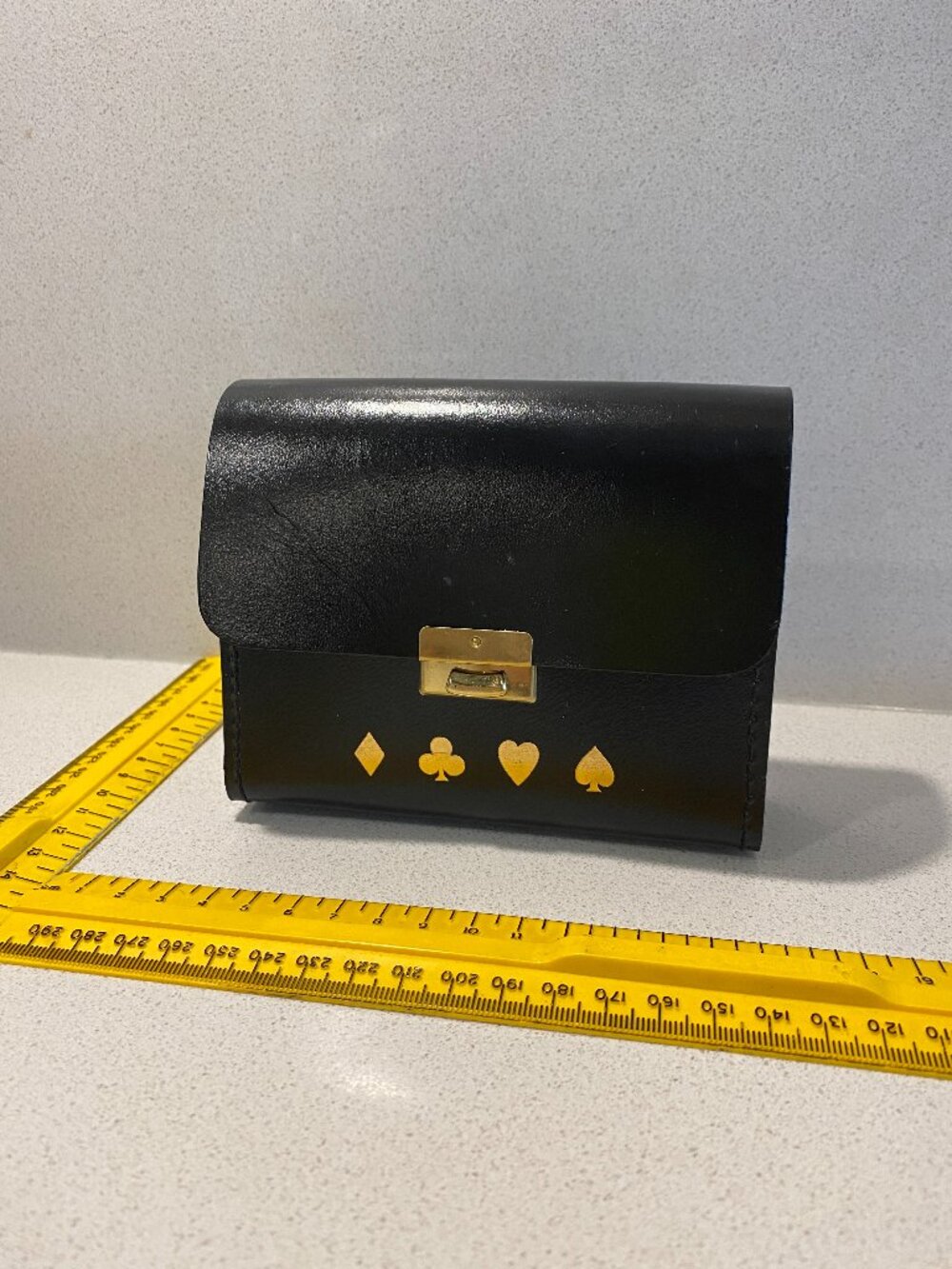 vintage vantage real hide made in england card playing game pouch container